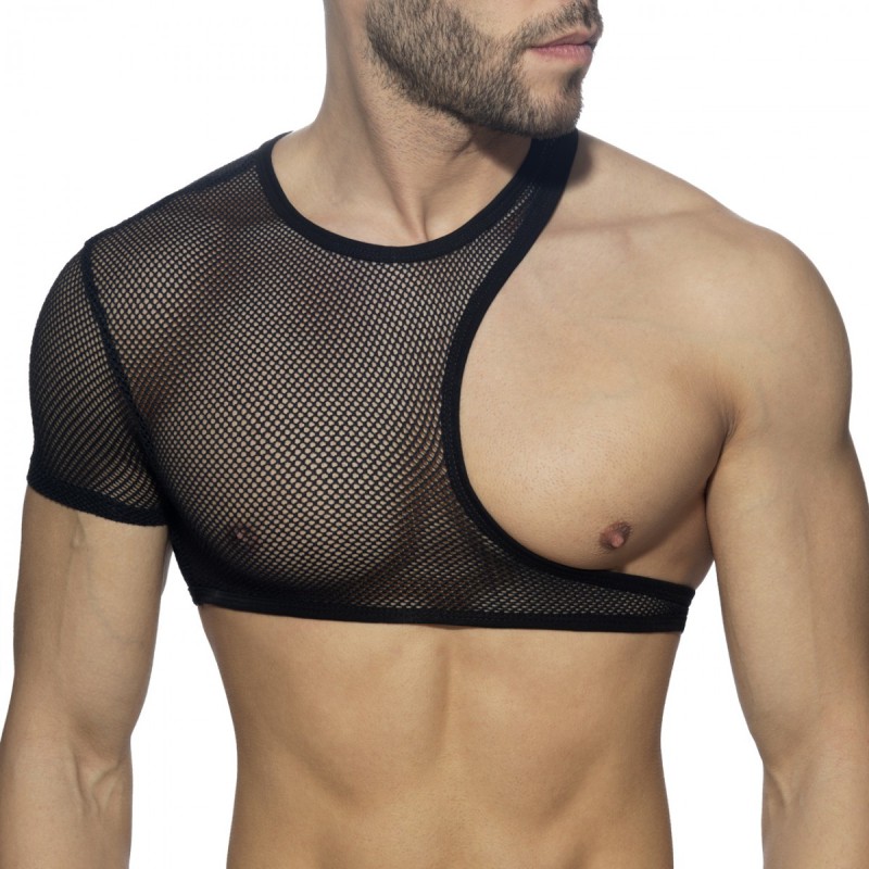 AD Fetish Irregular Mesh Crop Top black