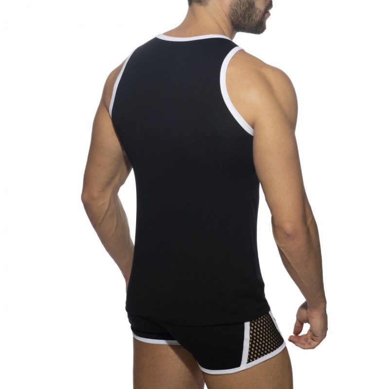 AD Fetish Mesh-Striped Tank Top white