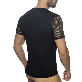 Addicted Fetish Mesh Striped T-Shirt black