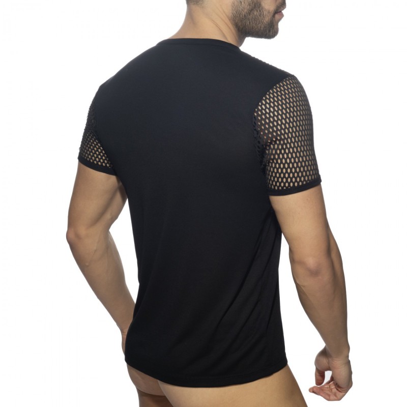 Addicted Fetish Mesh Striped T-Shirt black