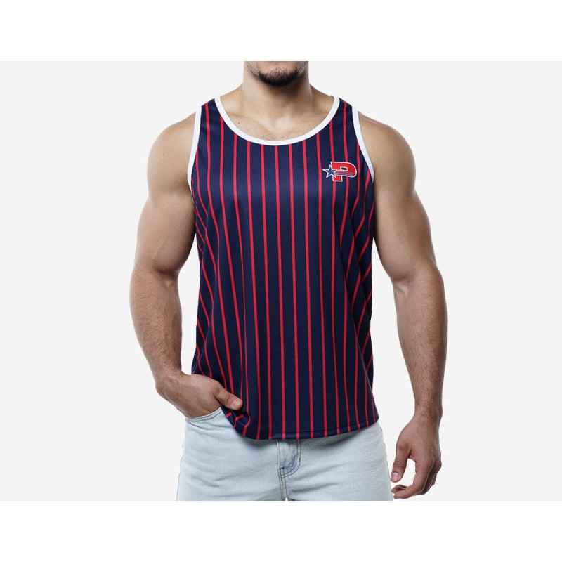 PUMP Navy Striped Tank Top