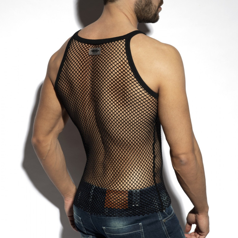ES Collection Beachy Net Strap Tank Top Black