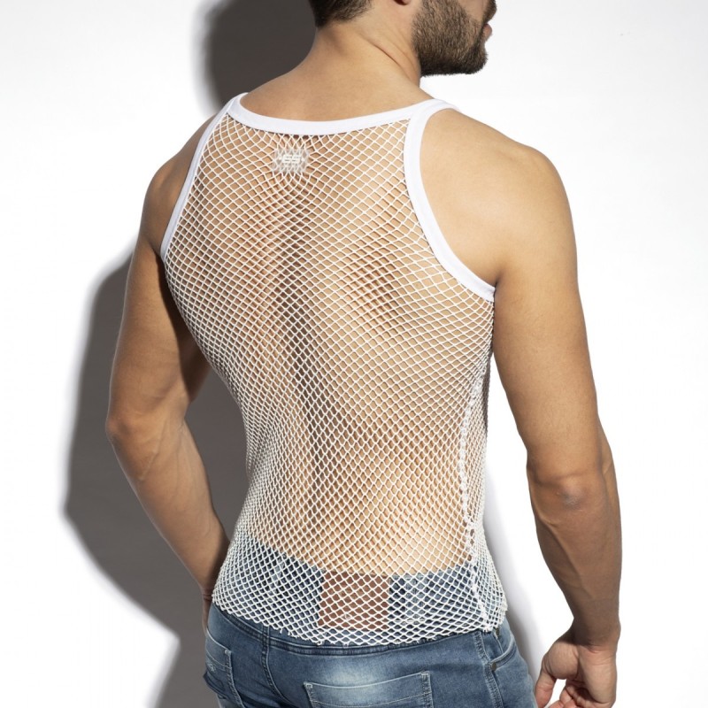 ES Collection Beachy Net Strap Tank Top White