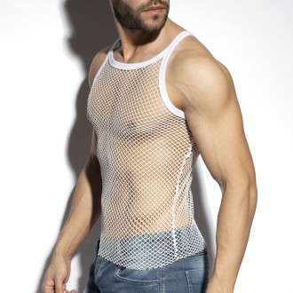 ES Collection Beachy Net Strap Tank Top White