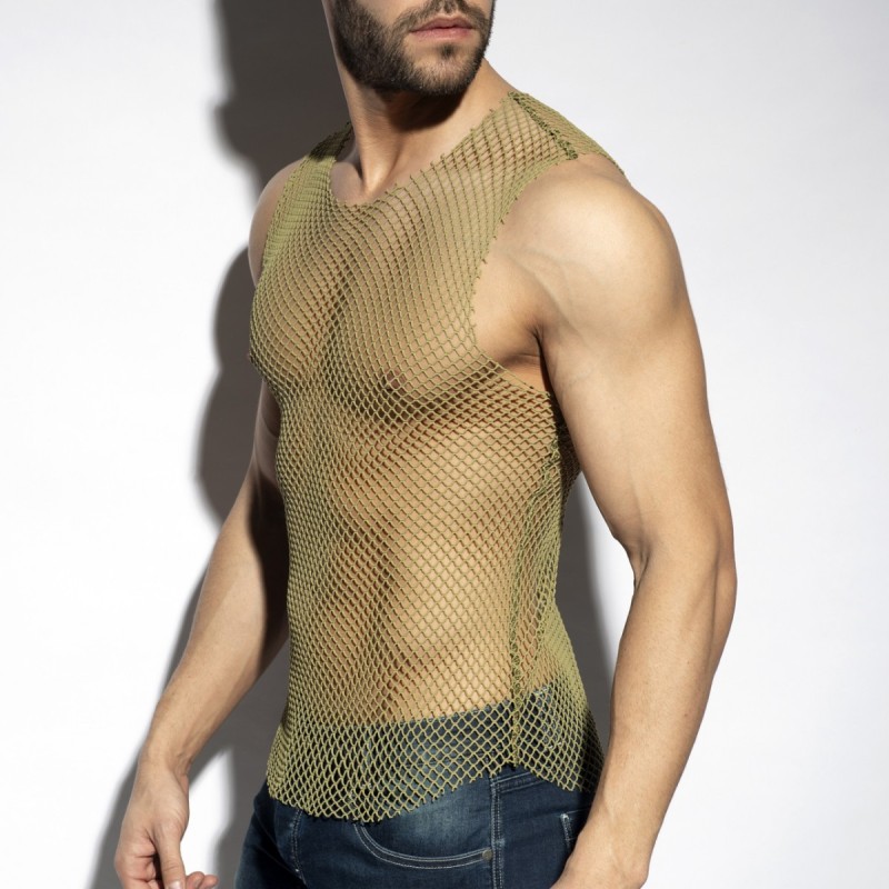 ES Collection Beachy Net Tank Top kaki